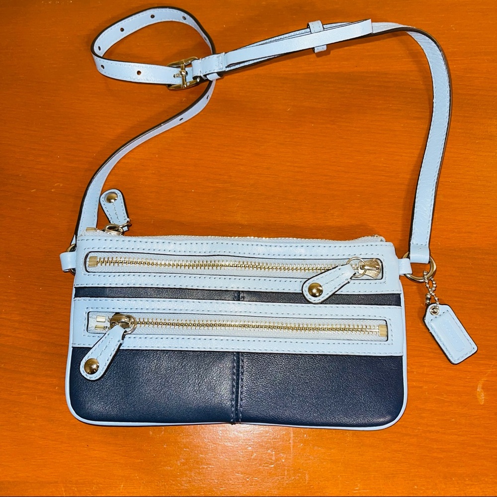 RARE COACH Blue Leather Belt Bag, Fanny Pack, Hip Bag,Travel Bag 43564